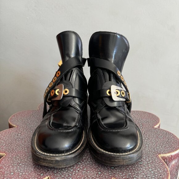 BALENCIAGA Ceinture Leather Buckled Boots - Picture 7 of 12